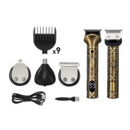 Argon Set Cortapelo Metal 13 Accesorios con Soporte, Batería 1500mAh y Carga USB C (Set de 6)