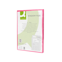 Q-connect Subcarpeta Cartulina DIN A4 Rosa con Ventana Transparente 120 g/m²