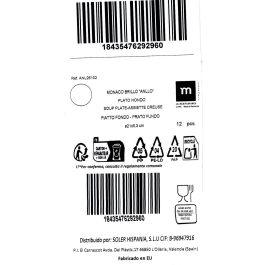 La Mediterranea Plato Hondo "Anllo" Monaco Brillo ø21 cm (12 Unidades)