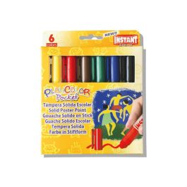 Tempera Solida En Barra Playcolor Pocket Escolar Caja De 6 Colores Surtidos