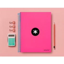 Cuaderno Espiral A4 Micro Antartik Tapa Forrada 120H 100 gr Horizontal 5 Bandas 4 Taladros Color Rosa