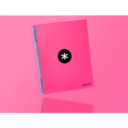 Cuaderno Espiral A4 Micro Antartik Tapa Forrada 120H 90 gr Horizontal 5 Bandas 4 Taladros Color Rosa