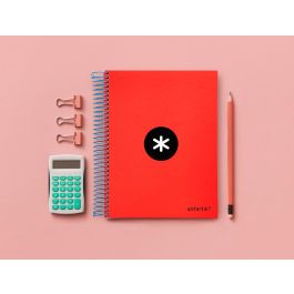 Cuaderno Espiral A5 Micro Antartik Tapa Forrada 120H 90 gr Horizontal 5 Bandas 6 Taladros Color Rojo