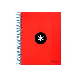 Cuaderno Espiral A5 Micro Antartik Tapa Forrada 120H 90 gr Horizontal 5 Bandas 6 Taladros Color Rojo