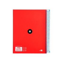 Cuaderno Espiral A5 Micro Antartik Tapa Forrada 120H 90 gr Horizontal 5 Bandas 6 Taladros Color Rojo