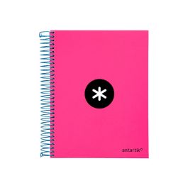 Cuaderno Espiral A5 Micro Antartik Tapa Forrada 120H 100 gr Horizontal 5 Bandas 6 Taladros Color Rosa