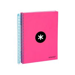 Cuaderno Espiral A5 Micro Antartik Tapa Forrada 120H 100 gr Horizontal 5 Bandas 6 Taladros Color Rosa