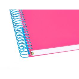 Cuaderno Espiral A5 Micro Antartik Tapa Forrada 120H 100 gr Horizontal 5 Bandas 6 Taladros Color Rosa