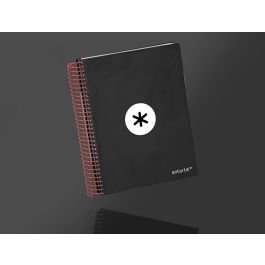 Cuaderno Espiral A5 Micro Antartik Tapa Forrada 120H 90 gr Horizontal 5 Bandas 6 Taladros Color Negro