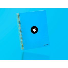 Cuaderno Espiral A4 Micro Antartik Tapa Forrada 120H 90 gr Cuadro 5 mm 5 Bandas 4 Taladros Color Azul