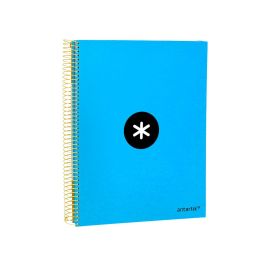 Cuaderno Espiral A4 Micro Antartik Tapa Forrada 120H 90 gr Cuadro 5 mm 5 Bandas 4 Taladros Color Azul