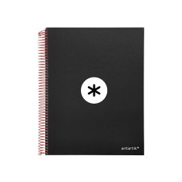 Cuaderno Espiral A4 Micro Antartik Tapa Forrada 120H 90 gr Cuadro 5 mm 5 Bandas 4 Taladros Color Negro