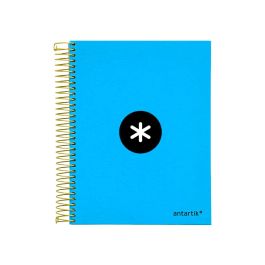 Cuaderno Espiral A5 Micro Antartik Tapa Forrada120H 90 gr Cuadro 5 mm 5 Bandas6 Taladros Color Azul