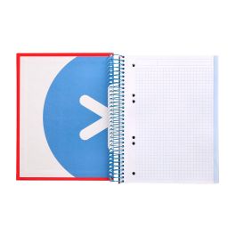 Cuaderno Espiral A5 Micro Antartik Tapa Forrada120H 90 gr Cuadro 5 mm 5 Bandas6 Taladros Color Rojo