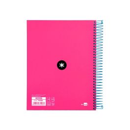 Cuaderno Espiral A5 Micro Antartik Tapa Forrada120H 100 gr Cuadro 5 mm 5 Bandas 6 Taladros Color Rosa
