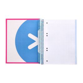 Cuaderno Espiral A5 Micro Antartik Tapa Forrada 120H 90 gr Cuadro 5 mm 5 Banda S 6 Taladros Color Rosa