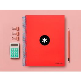 Cuaderno Espiral A4 Micro Antartik Tapa Forrada 120H 90 gr Liso Con Bandas 4 Taladros Color Rojo