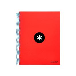 Cuaderno Espiral A4 Micro Antartik Tapa Forrada 120H 90 gr Liso Con Bandas 4 Taladros Color Rojo