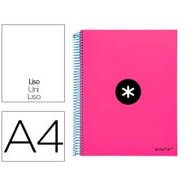 Cuaderno Espiral A4 Micro Antartik Tapa Forrada 120H 90 gr Liso Con Bandas 4 Taladros Color Rosa Fluor