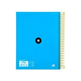 Cuaderno Espiral A5 Micro Antartik Tapa Forrada 120H 90 gr Liso Con Bandas 6 Taladros Color Azul