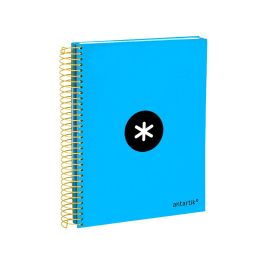 Cuaderno Espiral A5 Micro Antartik Tapa Forrada 120H 90 gr Liso Con Bandas 6 Taladros Color Azul