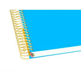 Cuaderno Espiral A5 Micro Antartik Tapa Forrada 120H 90 gr Liso Con Bandas 6 Taladros Color Azul