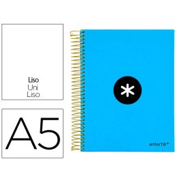 Cuaderno Espiral A5 Micro Antartik Tapa Forrada 120H 90 gr Liso Con Bandas 6 Taladros Color Azul