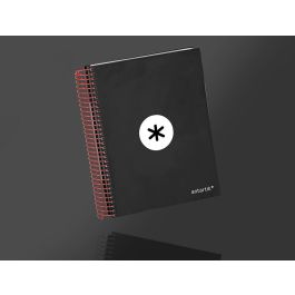 Cuaderno Espiral A5 Micro Antartik Tapa Forrada 120H 90 gr Liso Con Bandas 6 Taladros Color Negro