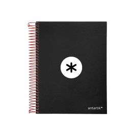 Cuaderno Espiral A5 Micro Antartik Tapa Forrada 120H 90 gr Liso Con Bandas 6 Taladros Color Negro