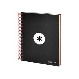 Cuaderno Espiral A5 Micro Antartik Tapa Forrada 120H 90 gr Liso Con Bandas 6 Taladros Color Negro