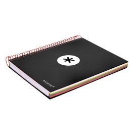 Cuaderno Espiral A5 Micro Antartik Tapa Forrada 120H 90 gr Liso Con Bandas 6 Taladros Color Negro