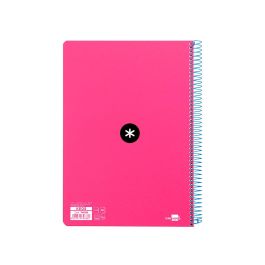 Cuaderno Espiral Liderpapel A4 Micro Antartik Tapa Dura 80H 100 gr Cuadro 5 mm Sin Bandas 4 Taladros Color Rosa Fluor