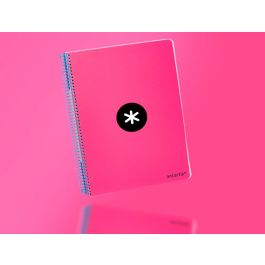 Cuaderno Espiral Antartik A5 Tapa Dura 80H 100 gr Cuadro 5 mm Con Margen Color Rosa Fluor