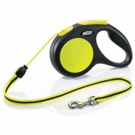 Flexi Correa Retráctil New Neon Reflectante Amarilla 5 Metros para Perros Medianos y Grandes Hasta 20 kg - Alta Visibilidad y Seguridad Nocturna