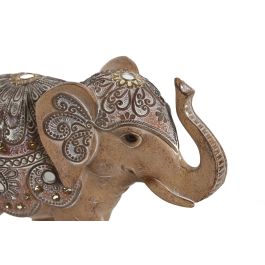 DKD Home Decor Figura Decorativa de Elefante Indio de Resina Marrón y Dorado, 8.5x17.5x23 cm (2 Unidades)