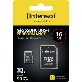Intenso 3424470 Tarjeta MicroSDHC de 16GB Clase 10 UHS-I U1 con Adaptador SD, Resistente a Golpes, Temperatura, Agua y Rayos X