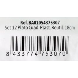 Algon Set de 12 Platos Cuadrados de Plástico Premium 18 cm (24 Unidades)