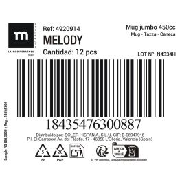 Mug Jumbo 450 cc Melody - Inde (36 Unidades) Mug Jumbo 450 cc Melody - Inde (36 Unidades)