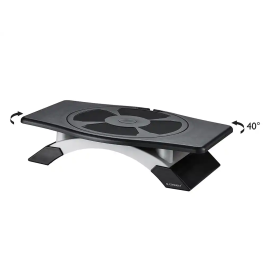 Q-connect Soporte para Monitor Giratorio y Ajustable en Altura con Plataforma, HIPS, 411x287x99 mm