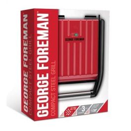George Foreman 25030-56 Grill Eléctrico Compact Rojo, Placas Antiadherentes, Elimina hasta 42% de Grasa