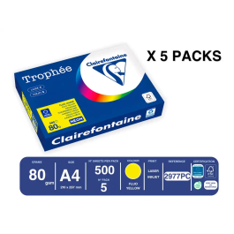 Trophee Papel Color A4 80gr Amarillo Neón, Paquete 500 Hojas