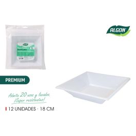 Set de 12 platos hondo cuadrados de plástico premium Algon 18 cm (24 Cajas) Precio: 26.8899994. SKU: B1CD7ECLQS