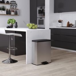 Curver CUR3253924839967 Cubo de Basura Rectangular Deco Bin 65L, Gris Metalizado, 49x29x61 cm