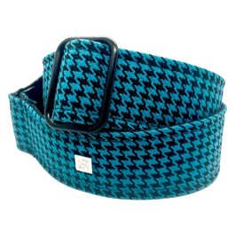 GETM Correa para Guitarra y Bajo Fly Hounds Tooth Blue Ajustable Nailon Piel Poliéster