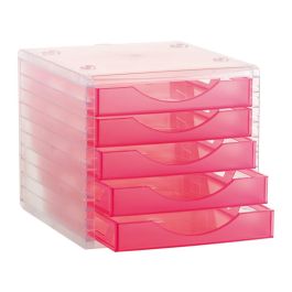 Fichero Cajones De Sobremesa Archivo 2000 260x270x340 mm Apilable 5 Cajones Rosa Translucido