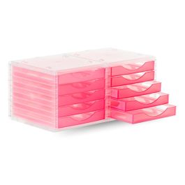 Fichero Cajones De Sobremesa Archivo 2000 260x270x340 mm Apilable 5 Cajones Rosa Translucido