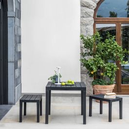 Mesa cuadrada de jardin color: negro 78x78x72cm modelo: bali ipae progarden
