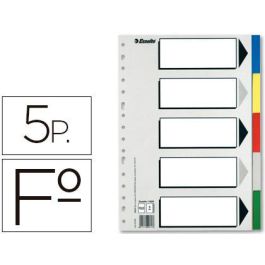 Esselte Separadores 5 Posiciones Folio Pp Colores Con Carátula Índice Cartón Blanco - Negro