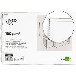 Bloc Dibujo Liderpapel Lineal Espiral 230x325 mm 20 Hojas 180 gr-M2 Con Recuadro Perforado