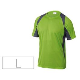 Camiseta Deltaplus Poliester Manga Corta Cuello Redondo Tratamiento Secado Rapido Color Verde-Gris Talla L